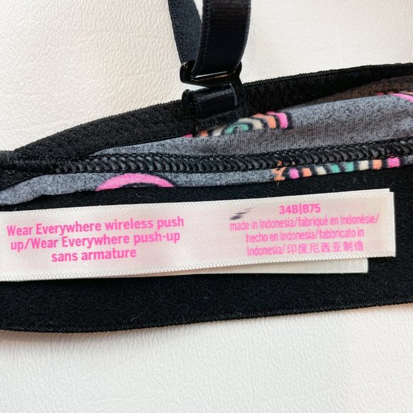 NWOT Victoria's Secret PINK Bra 34B Wear Everywhere Wireless Push Up Rainbow - Picture 8 of 9
